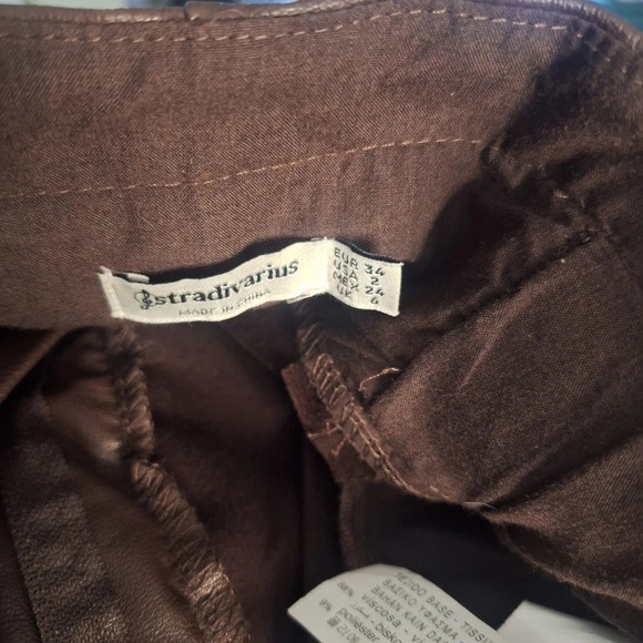 ASOS Strativarious paper bag waist faux leather pants SZ  2 - Picture 9 of 10